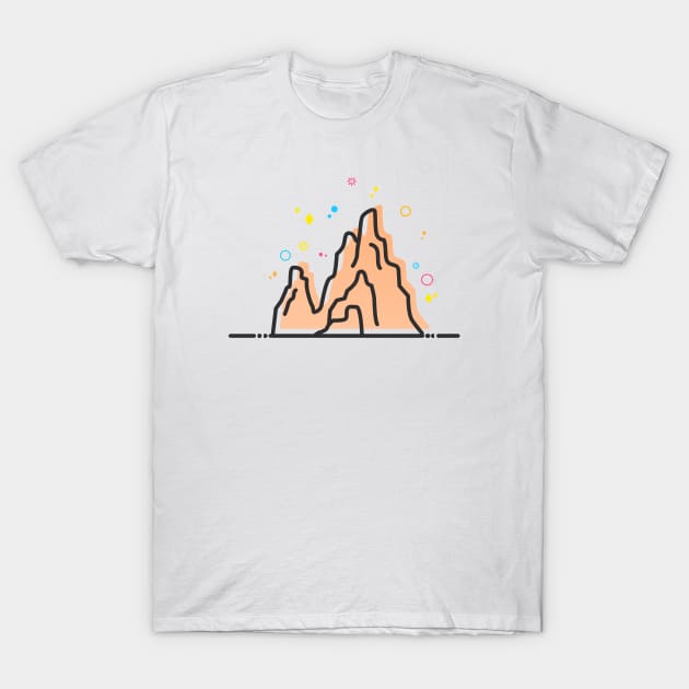 Big Thunder Mountain Theme Park Ride Vector Artwork T-Shirt by CoconuTacha